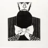Xilografía en blanco y negro de Adriana Asenjo que muestra dos figuras, una masculina y una femenina, superpuestas y construidas mediante fuertes contrastes entre negro y blanco, con planos cerrados y composición frontal. Impresa sobre papel de arroz, 38 x 32 cm, 1964, edición P/A.
